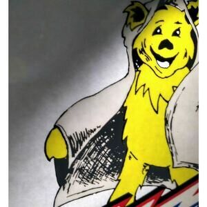 Grateful Dead Decal Sticker Bear Surfing On Lightning Bolt Vintage Original 1990